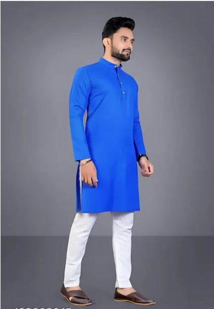 Men's Cotton Kurta Set in Elegant Blue