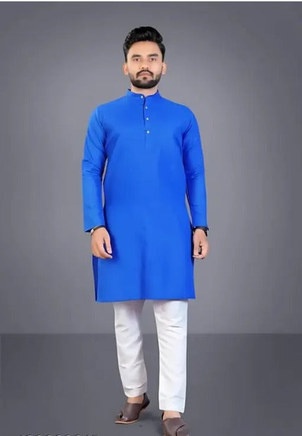 Men's Cotton Kurta Set in Elegant Blue