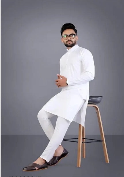 Men's Cotton Kurta Set in Classic White