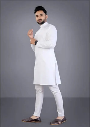 Men's Cotton Kurta Set in Classic White