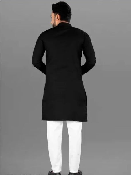 Men's Cotton Kurta Set in Classic Black