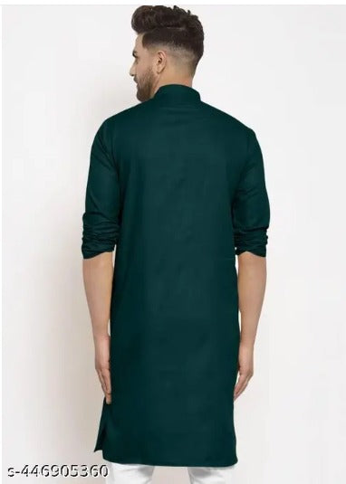 Men's Cotton Kurta Set in Rich Dark Green