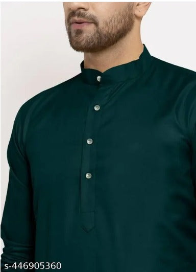 Men's Cotton Kurta Set in Rich Dark Green