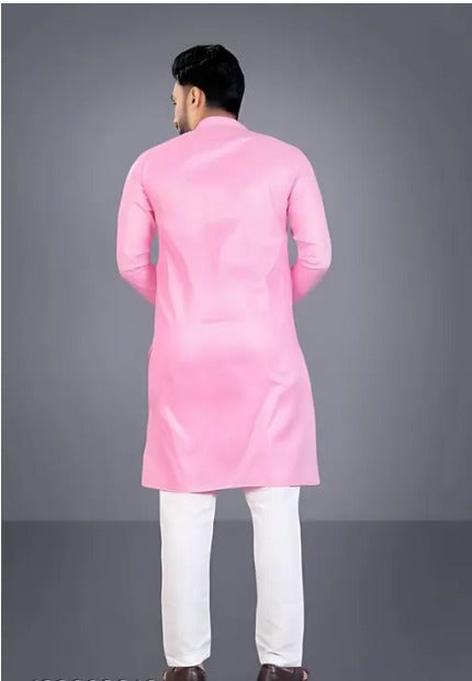 Men's Cotton Kurta Set in Soft Pink