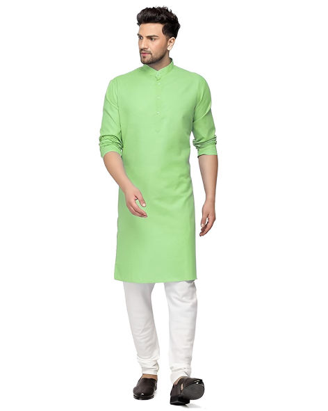 51vZfvCGW4L._SX569_-..._imresizer Parrot Cotton Plain Men’s Ethnic Kurta Pyjama Set - Image 1