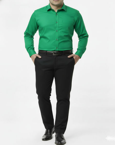 Giza Cotton Plain Green Cotton Shirt Fabric With Black Pant Fabric Combo