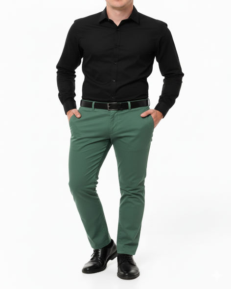 Gemini_Generated_Ima..._imresizer Giza Cotton Plain Black Cotton Shirt Fabric With Hunter Green Pant Fabric Combo - Image 1