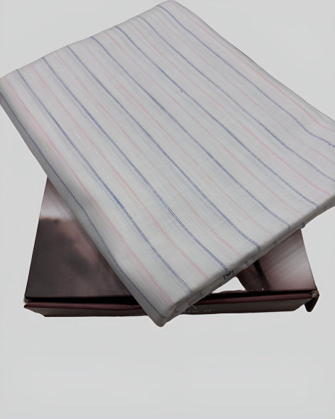 Linen Legacy Cotton Linen Striped Shirting Fabric (Lavender Grey)