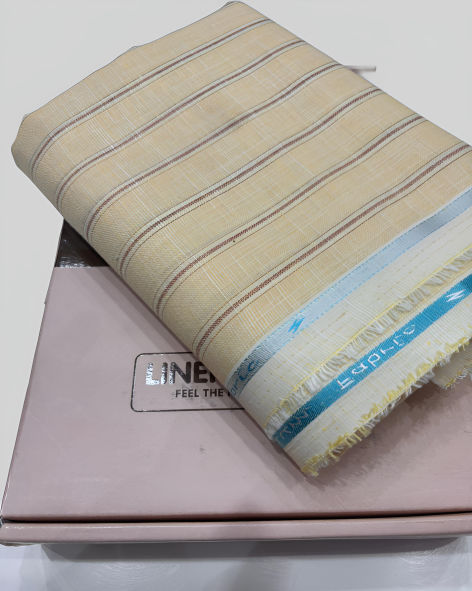 Linen Legacy Cotton Linen Striped Shirting Fabric (Burly Wood)