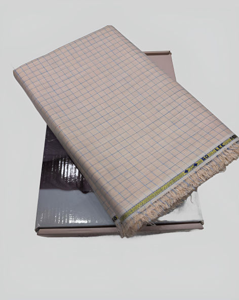 Linen Legacy Cotton Linen Checks Shirting Fabric (Deep Peach)