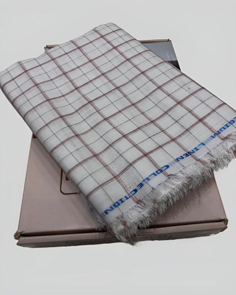 Linen Legacy Cotton Linen Checks Shirting Fabric (Pastel Grey)